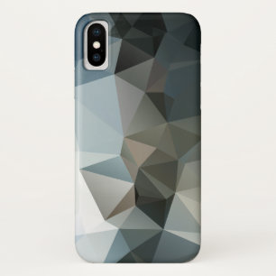 Coque iPhone X Blues et Noirs Pyramide Abstraite Art