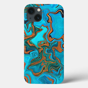 Case-Mate iPhone Case Blues Golds et Greens Liquid Abstrait