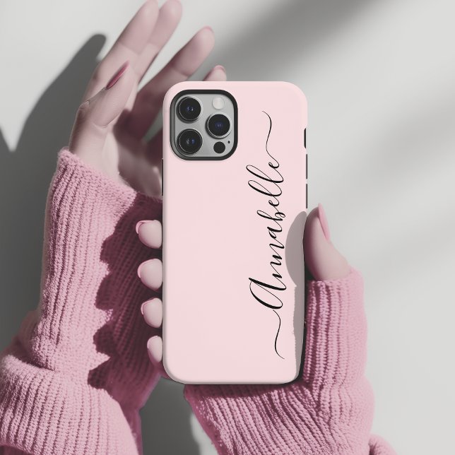 Coques Case-Mate iPhone Blush Dusty rose Nom personnalisé (Personalized pale pink script name phone case)