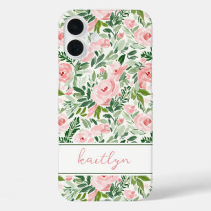 Coque Pour iPhone 16 Plus Blush Élégant Aquarelle Florale Personnalisée