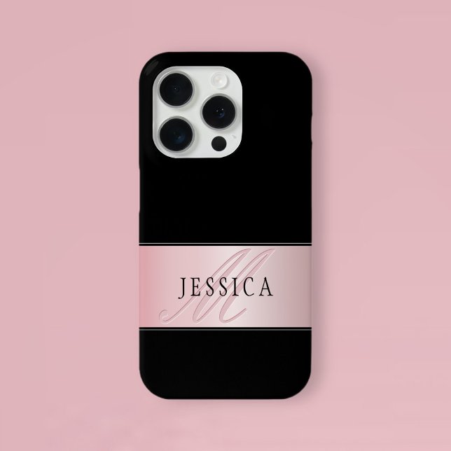 Coques Case-Mate iPhone Blush Élégant Faux Or Rose | Nom & Initiale (Créateur téléchargé)