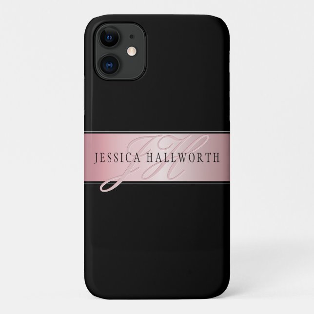 Coques Case-Mate iPhone Blush Élégant Faux Or Rose | Nom & Initiales (Dos)