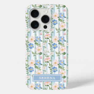 Coque Case-Mate iPhone Blush Fleurs Aquarelle Rayures Personnalisées