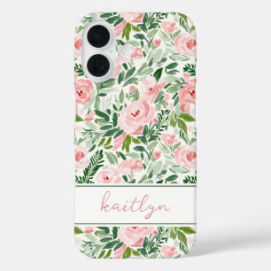 Coque Pour iPhone 16 Blush Floral Élégant Aquarelle Personnalisé