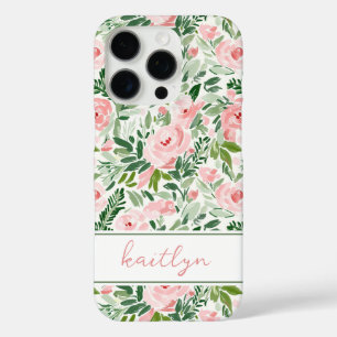 Coque iPhone 16 Pro Blush Floral Élégant Aquarelle Personnalisé
