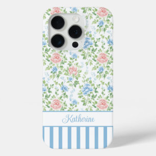 Coque Case-Mate iPhone Blush Monogramme Floral Aquarelle Bleu