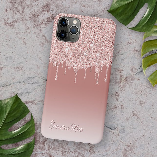 Coques Case-Mate iPhone Blush Peach Rose Rose Gold Parties scintillant Mot (Créateur téléchargé)