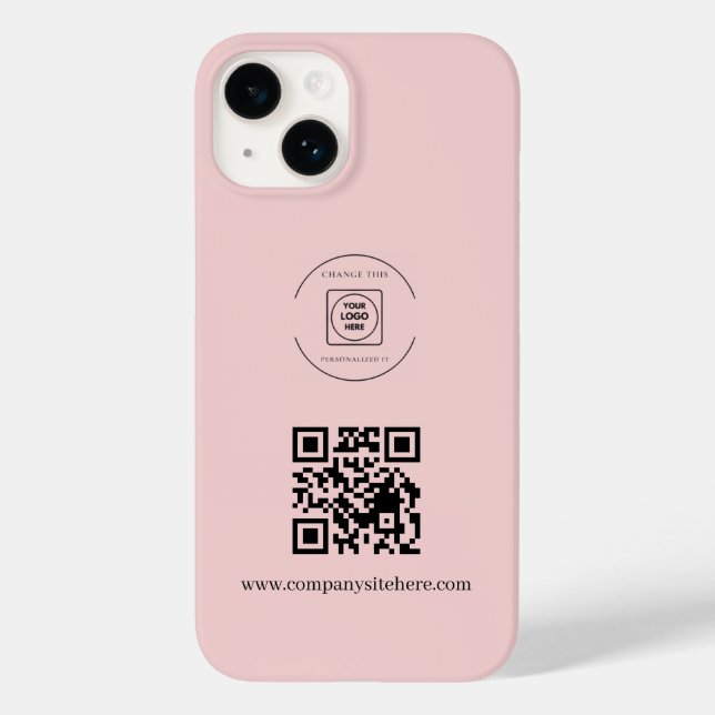 Coques Case-Mate iPhone Blush Pink Logo QR Code Business iphone case (Verso)