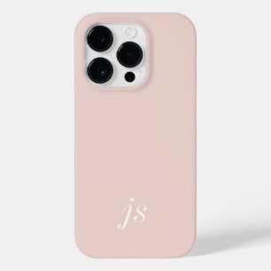 Coque Case-Mate iPhone Blush Rose Champagne Blanc Monogramme Moderne Nom