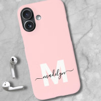 Blush Rose Élégant Monogramme Minimaliste Initiale