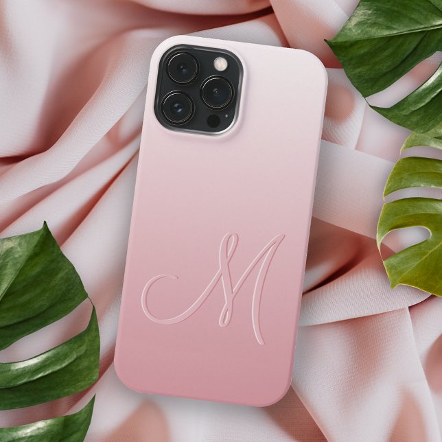 Coques Case-Mate iPhone Blush Rose Pêche Personnalisé Monogramme (Créateur téléchargé)