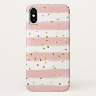 Case-Mate iPhone Case Blush, White Stripes, Gold Confeti Cell Case