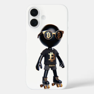 Coque Pour iPhone 16  Bman sur des patins à roulettes, Bitcoin, par Nat