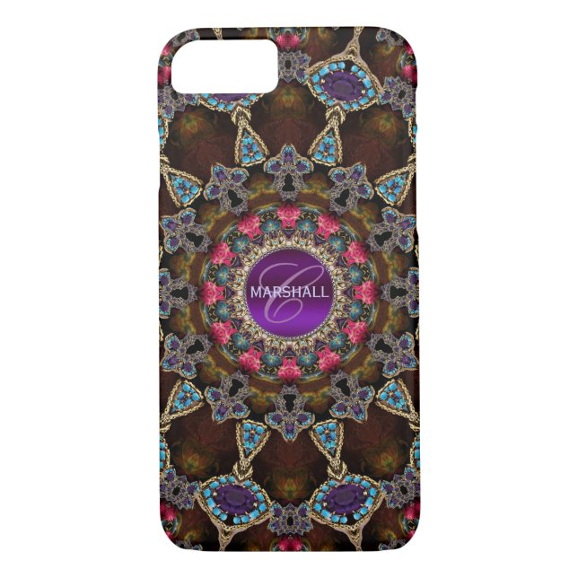 Coques Case-Mate iPhone Bohème Tapisserie Art Monogramme (Dos)