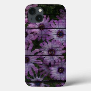 iPhone 13 Case Bohème Western Country Barn Board marguerite viole