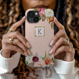 Coque Case-Mate iPhone Boho Blooms Blush Point Monogramme