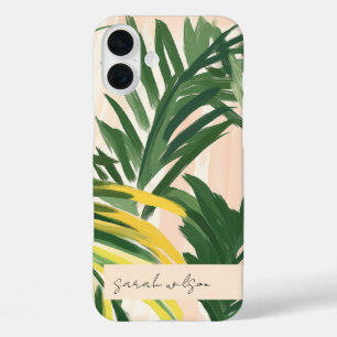 Coque Pour iPhone 16 Plus Boho Blush Green Tropical Palm Beach Feuilles