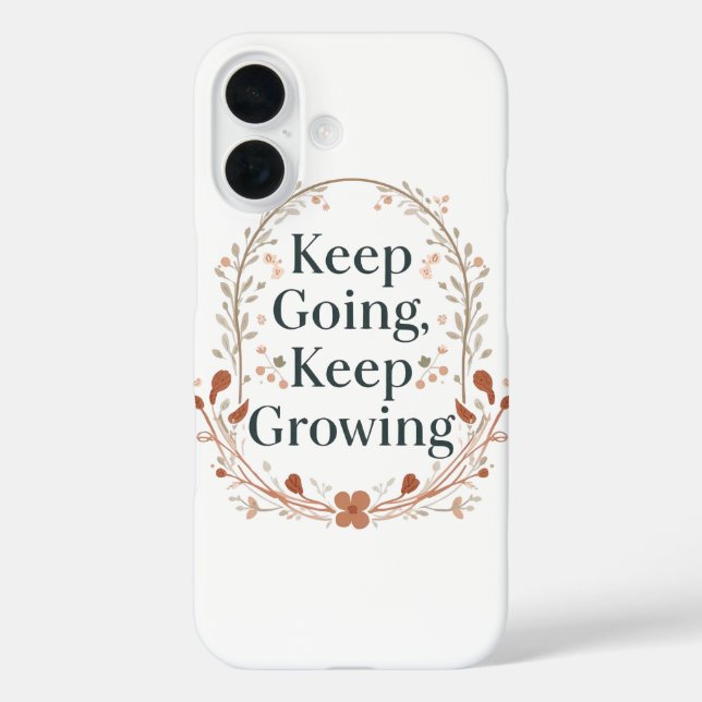 Coques Case-Mate iPhone Boho Botanical "Keep Growing" Motivational Graphic (Verso)