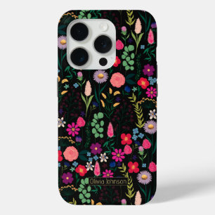 Coque Case-Mate iPhone Boho Botanique Aquarelle Fleurs Noir
