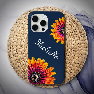 Coque Case-Mate iPhone Boho Daisies Floral Botanical Navy Bleu