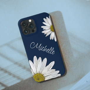 Case-Mate iPhone Case Boho Daisies Personnalisé Floral Navy Blue