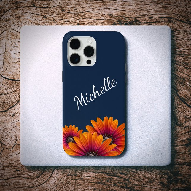 Coques Case-Mate iPhone Boho Daisies Whimsical Botanical Navy Bleu (Créateur téléchargé)