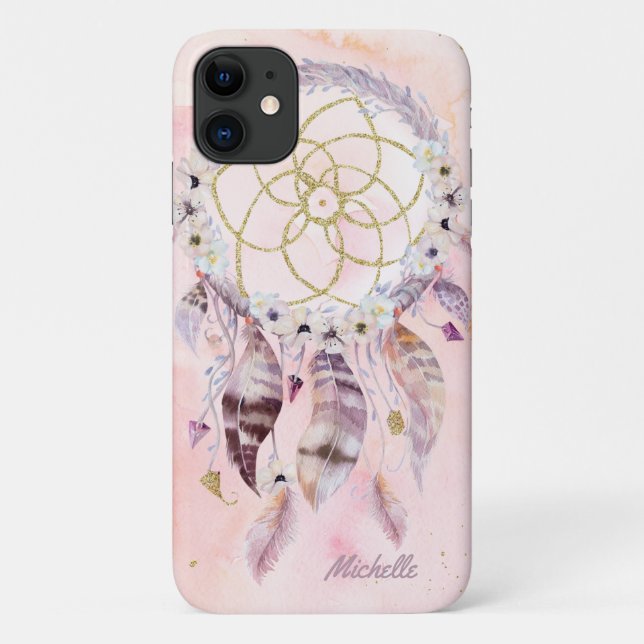 Coques Case-Mate iPhone Boho Dreamcatcher de nom (Dos)