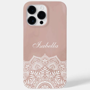 Coque Case-Mate iPhone Boho Dusty Rose Mandala Nom personnalisé