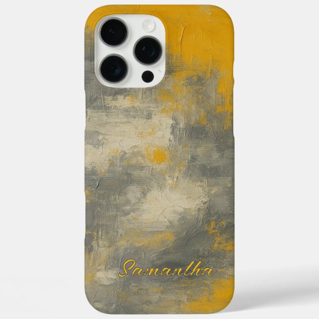 Coques Case-Mate iPhone Boho Elegance Abstraite moutarde & Gris Art (Verso)