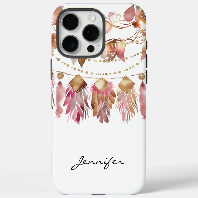 Coques Case-Mate iPhone Boho Fall Leaf Feather Native American iPhone (Verso)