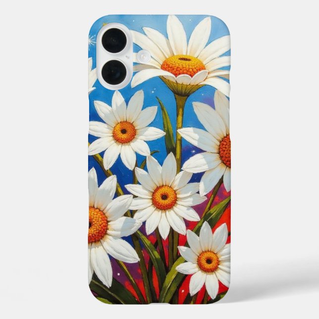 Coques Case-Mate iPhone Boho fleur sauvage margueux blanc et bleu (Verso)