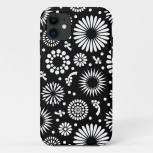 Coque Case-Mate iPhone Boho fleurs Motif floral vectoriel noir et blanc