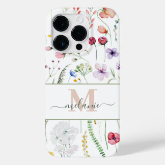 Coque Case-Mate iPhone Boho Fleurs sauvages Nom personnalisé Monogramme