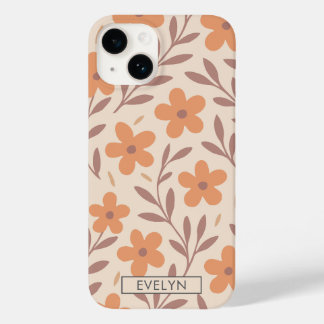 Coque Case-Mate iPhone Boho Floral Delicate Peach Crème Nom de la mignonn