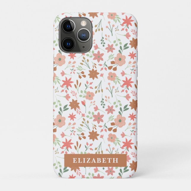 Coques Case-Mate iPhone Boho Floral Earth Tons Fleurs Personnalisées (Dos)