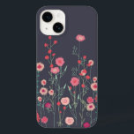 Coque Case-Mate iPhone Boho floral foncé<br><div class="desc">Peinture de fleurs sauvages que j'ai vu par un mur à Plymouth. Joli boho lâche peinture florale rose sur un arrière - plan gris foncé. Art original de Nic Squirrell.</div>