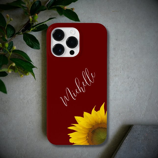 Coques Case-Mate iPhone Boho Floral moderne Peeking Tournesol Rouge (Créateur téléchargé)
