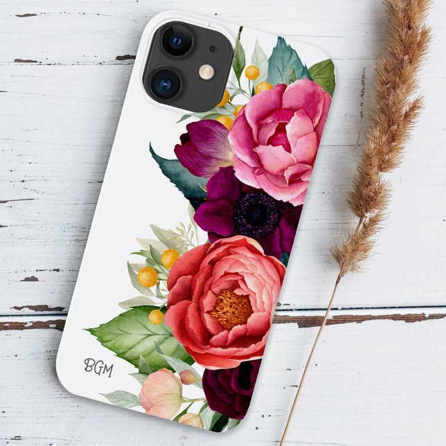 Coques Case-Mate iPhone Boho Floral Rustique avec Monogramme (Créateur téléchargé)