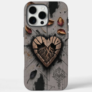Coque iPhone 16 Pro Max Boho foncé en bois fissuré