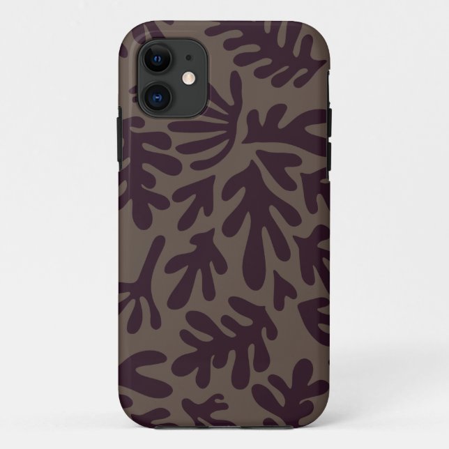 Coques Case-Mate iPhone Boho Matisse Formes botaniques Motif gris noir (Dos)