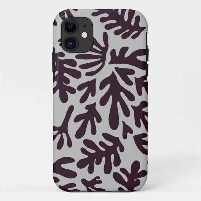 Coques Case-Mate iPhone Boho Matisse Formes botaniques Motif gris noir (Dos)