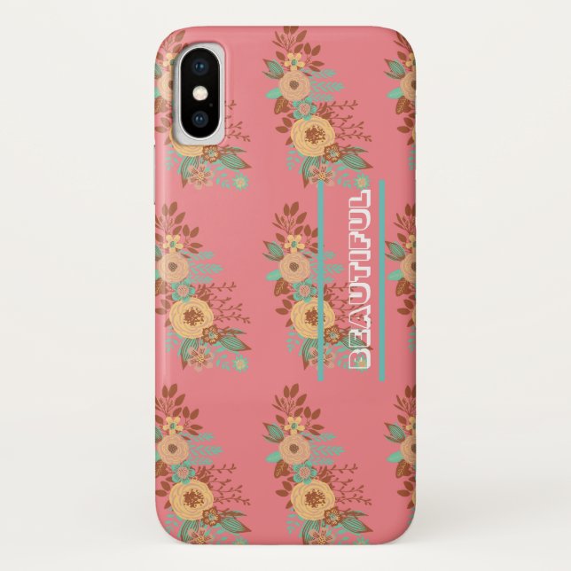 Coques Case-Mate iPhone Boho moderne rose floral (Dos)