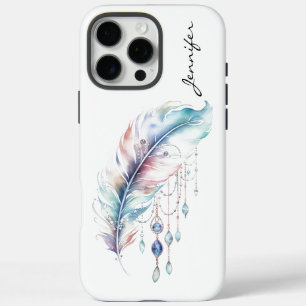 Coque iPhone 16 Pro Max Boho Native Spirit Aquarelle Plumes