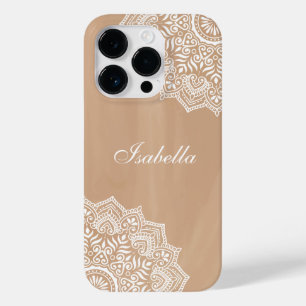 Coque Case-Mate iPhone Boho Neutral Mandala Nom personnalisé