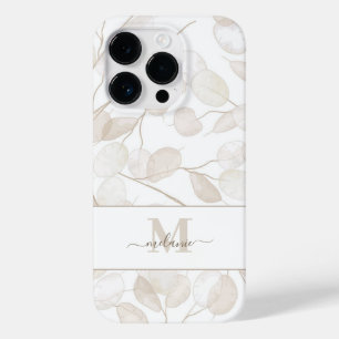Coque Case-Mate iPhone Boho Neutral Plante argent personnalisé Nom initia