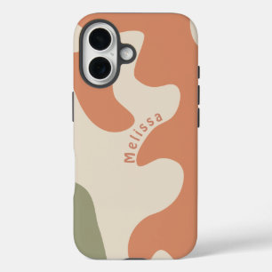 Coque Pour iPhone 16 Boho Neutre Chaud Bio Formé Nom Personnalisé