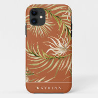 Boho Palm Motif feuille brûlé orange