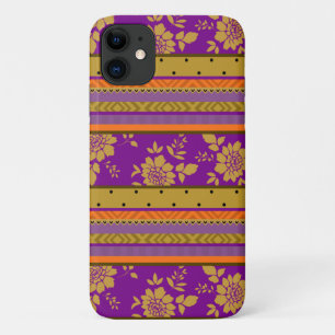 Case-Mate iPhone Case Boho pourpre moutarde Jaune Orange Motif Floral