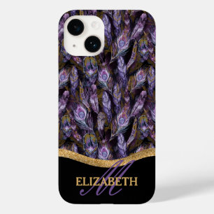 Coque Case-Mate iPhone Boho Purple Peacock Plumes Motif Monogramme