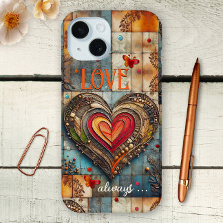 Coque Case-Mate iPhone Boho Retro Coeur Art Abstrait Téléphone Case